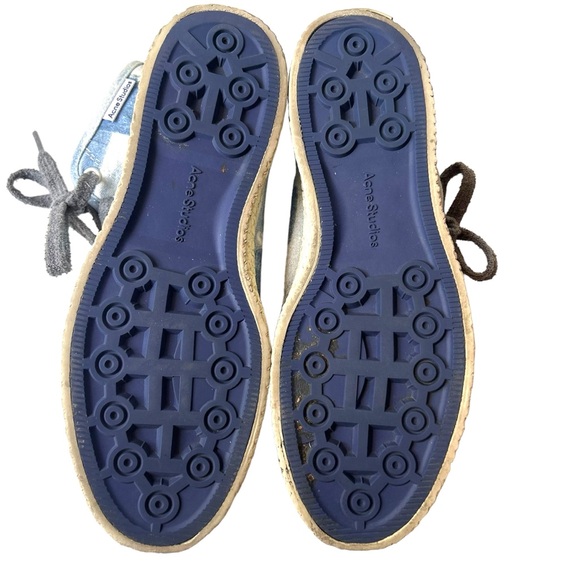 Acne Studios HIGH TOP SNEAKERS Patchwork Blue Pattern SZ41 EU= 9.5 US EUC - Picture 7 of 8